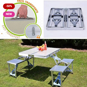 4-seater folding travel table and chair set