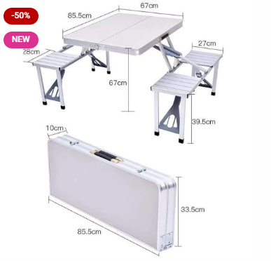 4-seater folding travel table and chair set