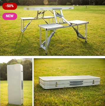 4-seater folding travel table and chair set